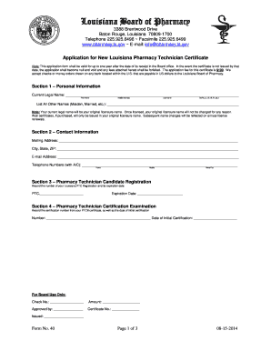Louisiana Pharmacy Technician Certificate Application
