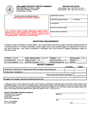 North Dakota Unclaimed Property Report