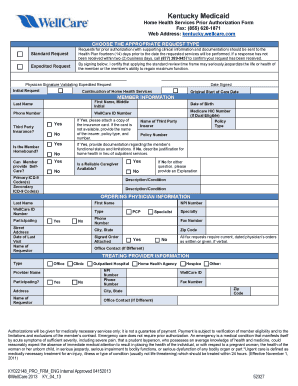 Kentucky Medicaid Home Health Services Prior Authorization Form