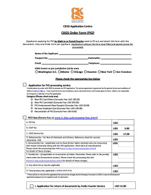CKGS PIO Application Order Form
