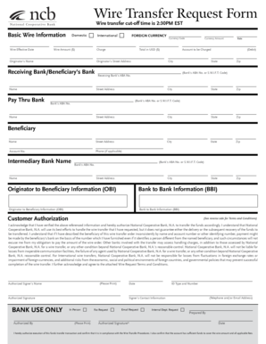 Wire Transfer Request Form