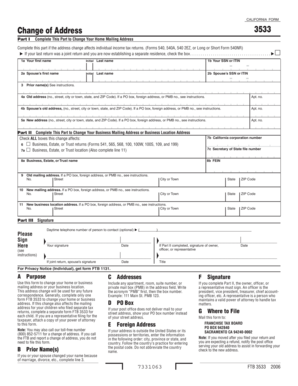California Form 3533 Change of Address