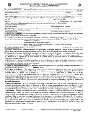 Rhode Island Condominium Resale Purchase Agreement