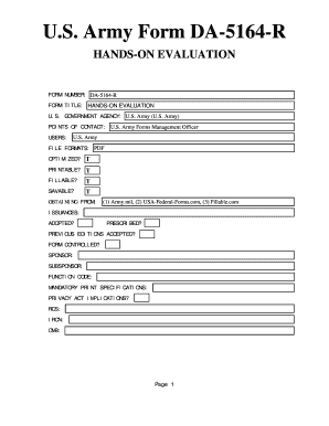 Ca form army - da form 5164 r