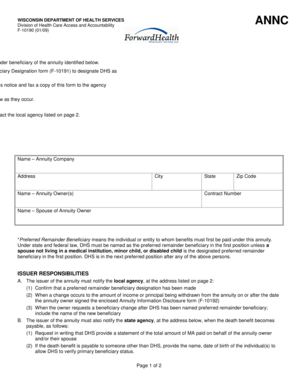 Wisconsin Medicaid Annuity Beneficiary Notice