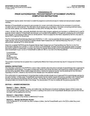 Wisconsin Psychotherapy Prior Authorization Form