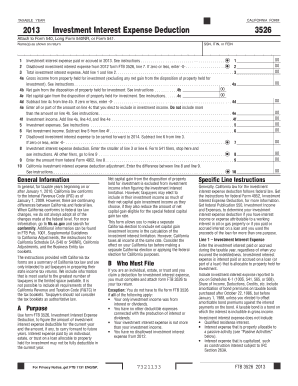 California Form 3526 Investment Interest Expense Deduction