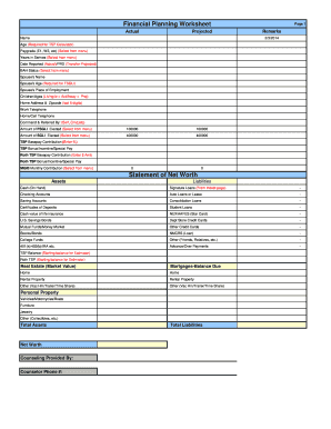 Military Financial Planning Worksheet
