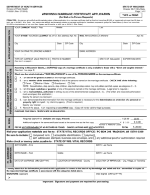 Wisconsin Marriage Certificate Application