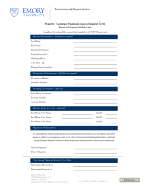 Student Compass Financials Access Request Form