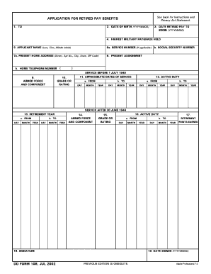 Application for Retired Pay Benefits