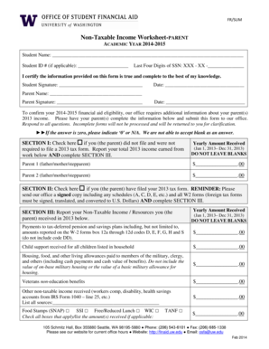 Non-Taxable Income Worksheet