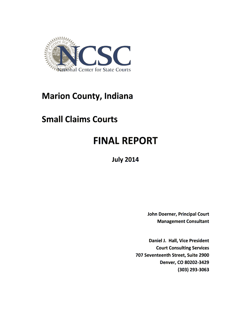 Fillable Online in IN Marion Small Claims Draft Repot v2docx in Fax