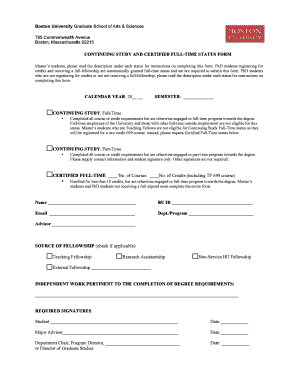Continuing Study and Certified Full-Time Status Form