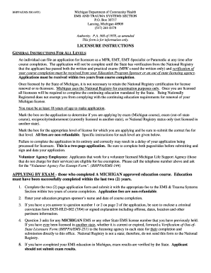Michigan EMS Licensure Application