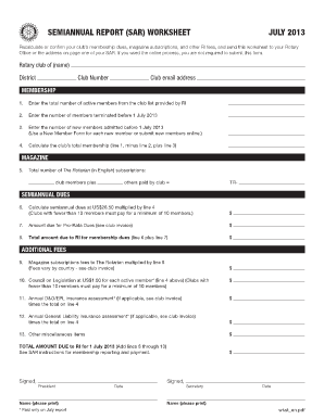 Rotary International Semiannual Report Worksheet