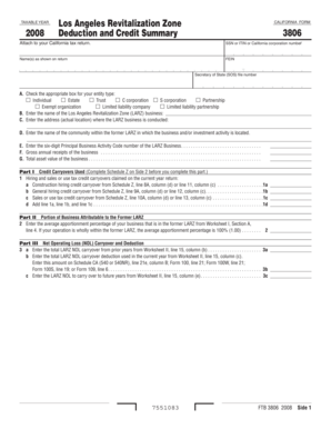 California Form 3806 Deduction and Credit Summary