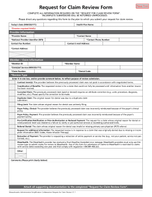 Request for Claim Review Form