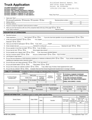 Truck Insurance Application Form