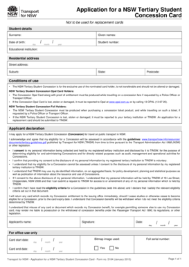 NSW Tertiary Student Concession Card Application