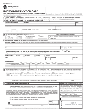 Pennsylvania Photo Identification Card Application