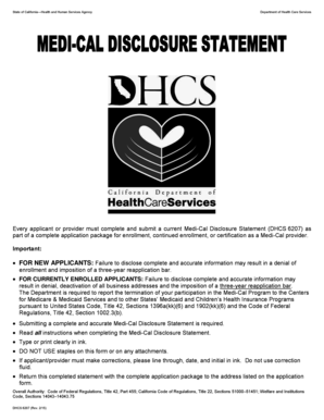 Medi-Cal Disclosure Statement