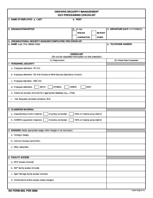 Out-Processing Security Checklist
