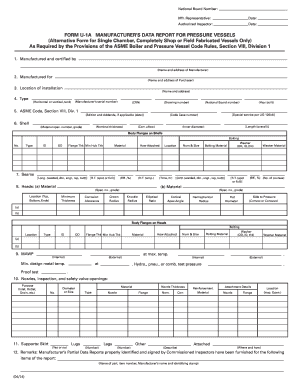 Manufacturer's Data Report for Pressure Vessels