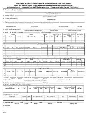 Manufacturer's Partial Data Report Form U-2A