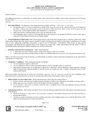 Short Sale Addendum to Exclusive Right to Sell Listing Agreement