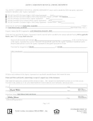 Agency Agreement Renewal and Amendment