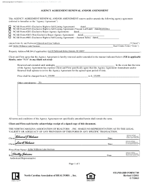 Agency Agreement Renewal and Amendment