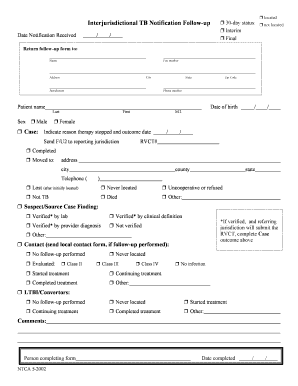 Interjurisdictional TB Notification Follow-up Form