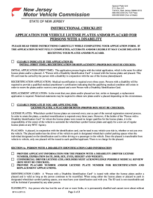 New Jersey Disability License Plates and Placard Application
