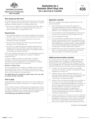 Australia Business Visa 456 Application Form