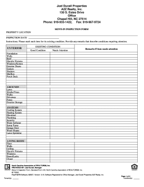 Move In Inspection Form