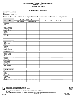 North Carolina Move-In Inspection Form