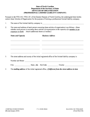 Articles of Organization for Professional LLC