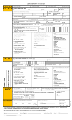Leers Mother’s Worksheet