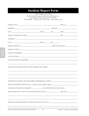 New York State PTA Incident Report Form
