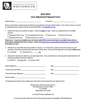 Loan Adjustment Request Form