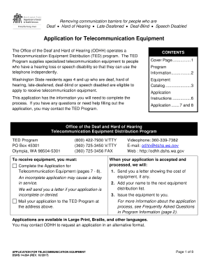 Washington Telecommunication Equipment Application