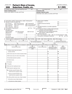 California Schedule K-1 (565) 2008