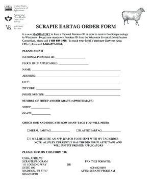 Scrapie Eartag Order Form