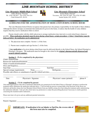 Line Mountain School Medication Administration Form