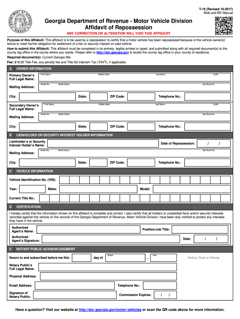 tennessee repo affidavit Preview on Page 1