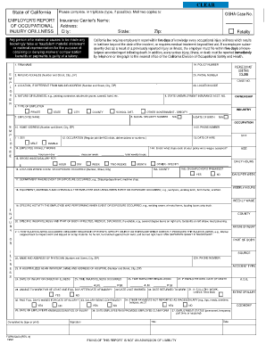 California Employer's Report of Occupational Injury or Illness