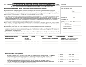 USC Housing Reassignment Request Form