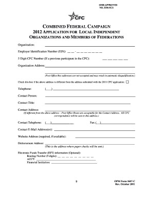 Combined Federal Campaign Application