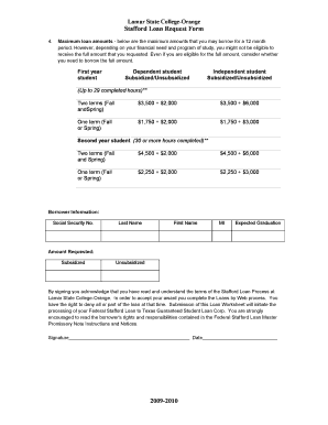 Stafford Loan Request Form
